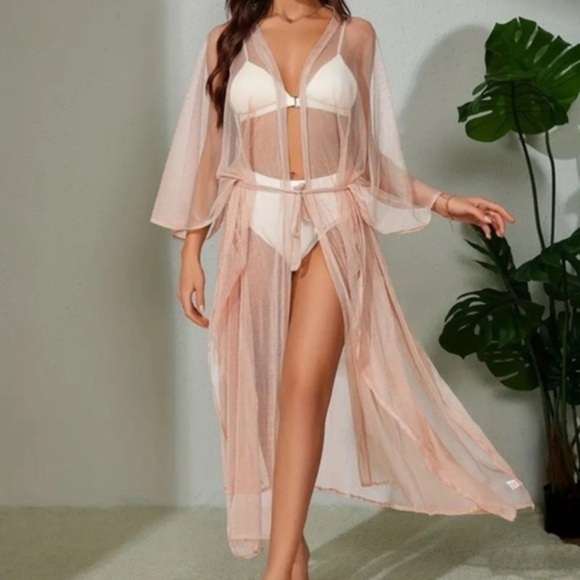 Women’s Shimmering Pink Sands Kimono Cover Up - Picture 1 of 4